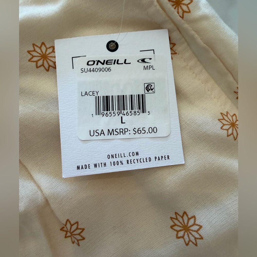 NEW O'Neill Lacey Boho Beach Lounge Wide Leg Pants Size Large Floral Cream - Picture 10 of 11